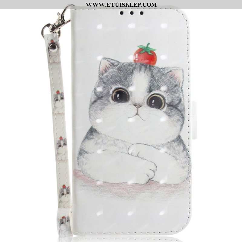 Etui Folio do Samsung Galaxy M13 Kot Z Smyczą